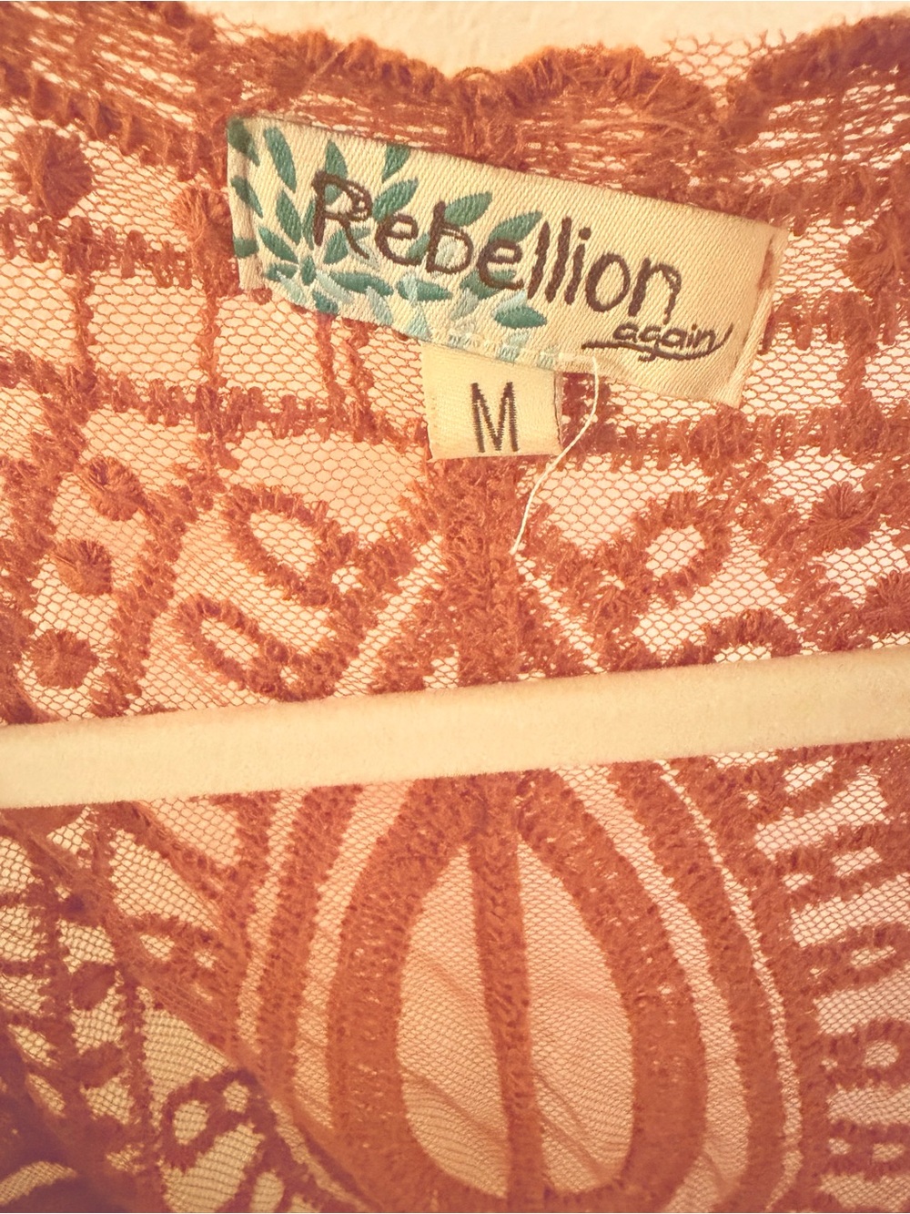 Rebellion Lace Kimono Tunic in Rust Orange - Picture 2 of 2